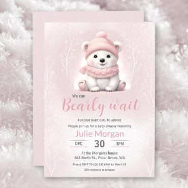 We Can Bearly Wait Pink Polar Bear