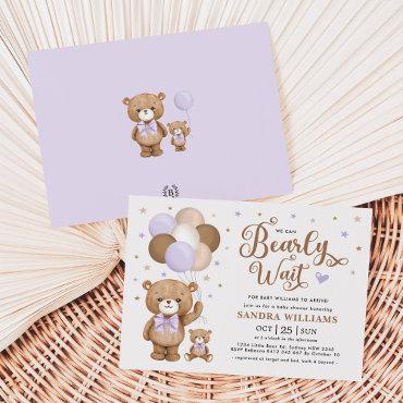We Can Bearly Wait Purple Teddy Bear