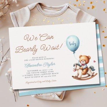 We Can Bearly Wait Rocking Horse Baby Boy Shower