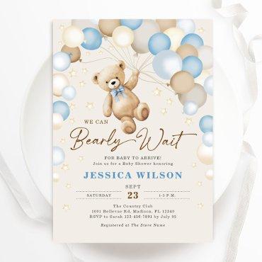 We Can Bearly Wait Teddy Bear Baby Boy Shower