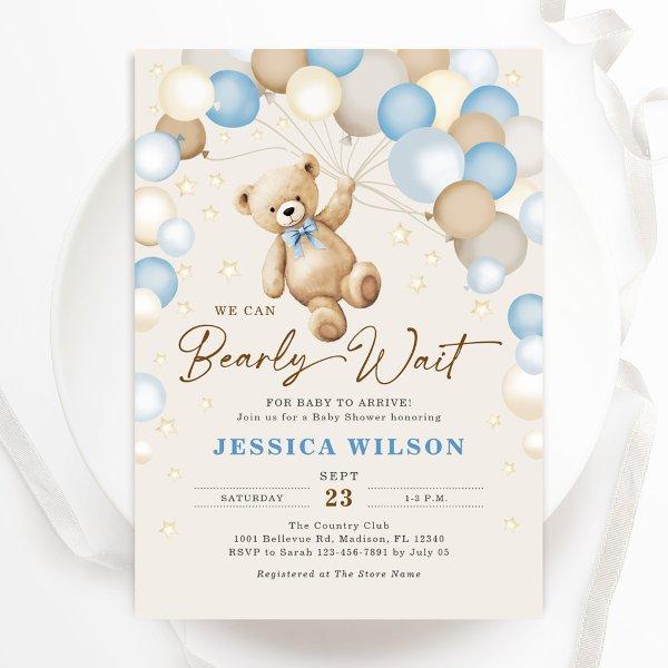 We Can Bearly Wait Teddy Bear Baby Boy Shower