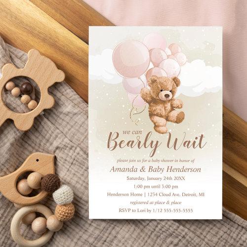 We can Bearly Wait Teddy Bear Baby Shower Pink