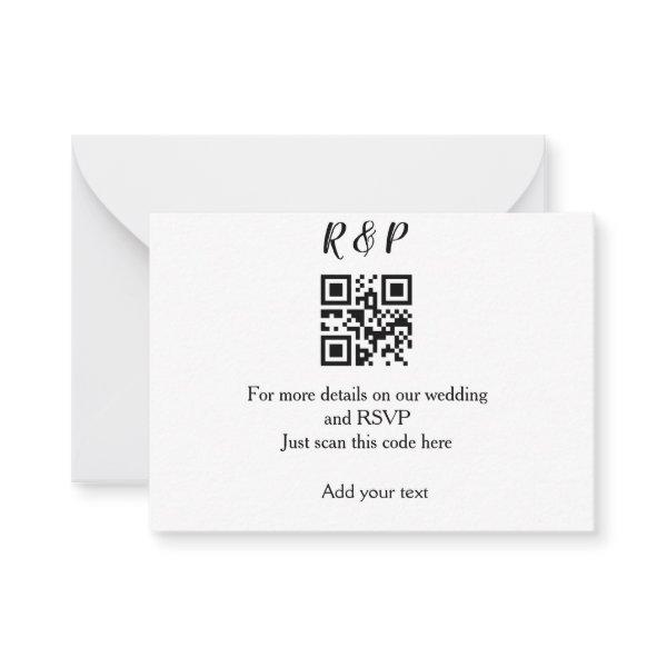 Wedding website rsvp q r code add name text thr note card