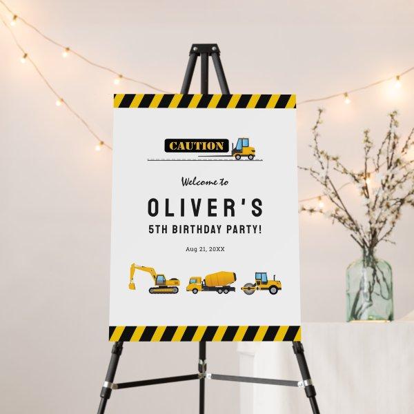 Welcome Birthday Party Sign Construction Theme