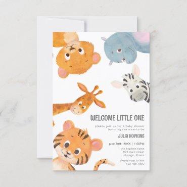 Welcome Little One Baby Animals Baby Shower Invita