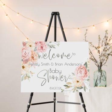 Welcome Sign Baby Shower Blush Pink Ivory Peonies
