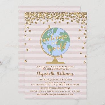 Welcome to the World Globe Baby Shower Invitation