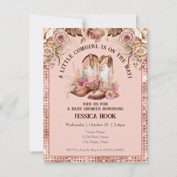 Western Boho Pink Floral Cowgirl Baby Shower