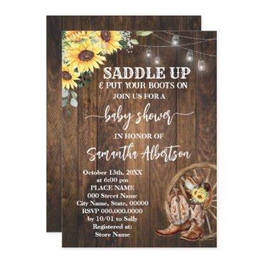 Western Sunflowers Baby Shower Country Boots