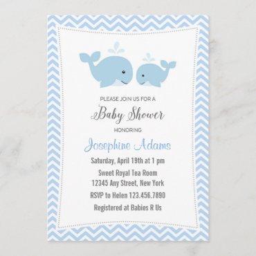 Whale Baby Shower Invitation Blue