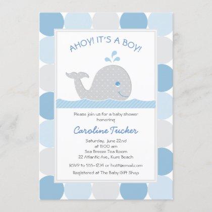 Whale Blue Gray Baby Boy Shower