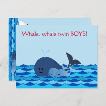Whale It's A Twin Boys Baby Shower Invite