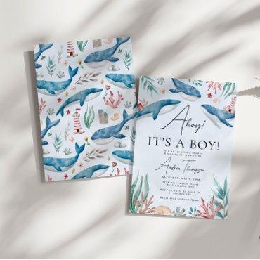 Whale Under the Sea Ahoy It's a Boy