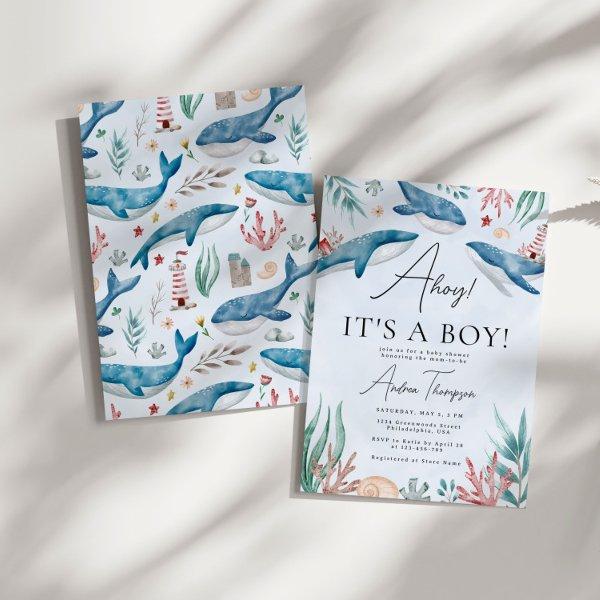 Whale Under the Sea Ahoy It's a Boy