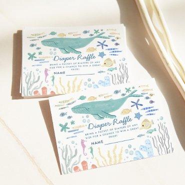 Whale Under The Sea Baby Shower Diaper  Enclosure Card