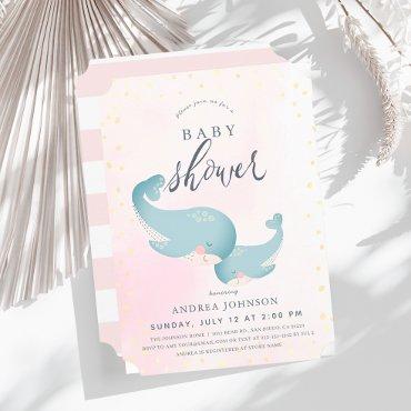 Whales Watercolor Pink Girl