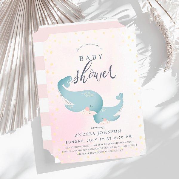 Whales Watercolor Pink Girl