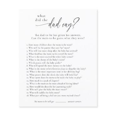 What Did The Dad Say? Baby Shower Game Card Flyer