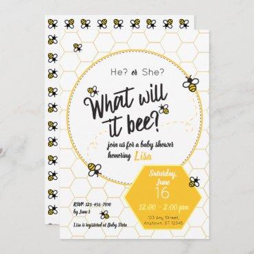 What will it bee? Baby Shower Gender Reveal Invitation