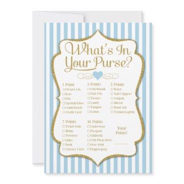 What's In Your Purse Game Blue Gold Shower