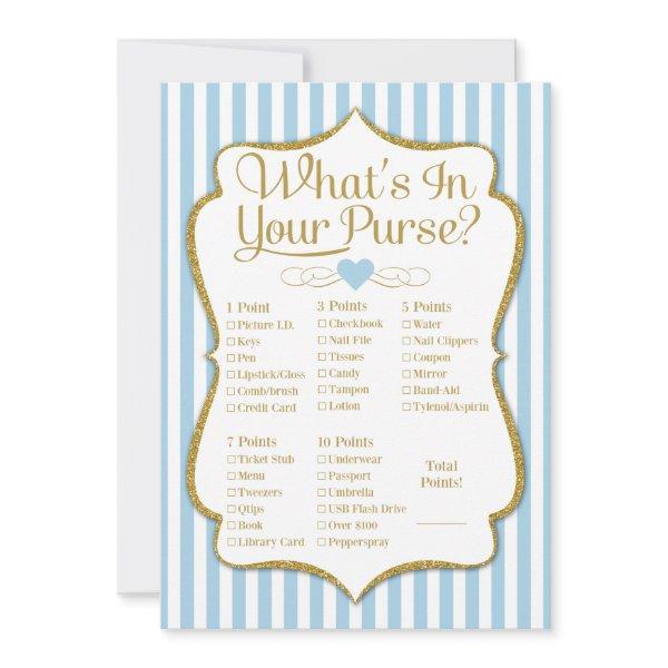 What's In Your Purse Game Blue Gold Shower