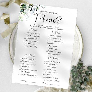 What's On Your Phone Bridal Shower Game