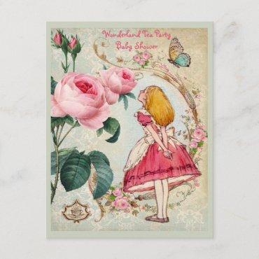 Whimsical Alice in Wonderland Collage Baby Shower Invitation