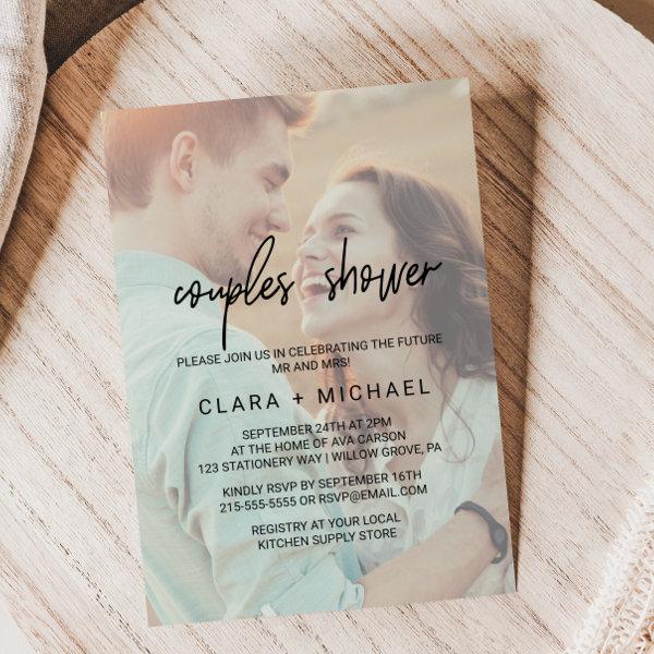 Whimsical Calligraphy | Faded Photo Couples Shower