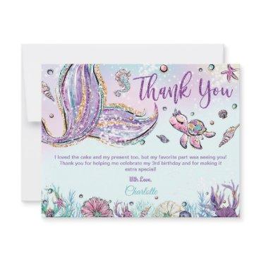 Whimsical Chic Mermaid Tail Baby Shower Birthday Thank You Card