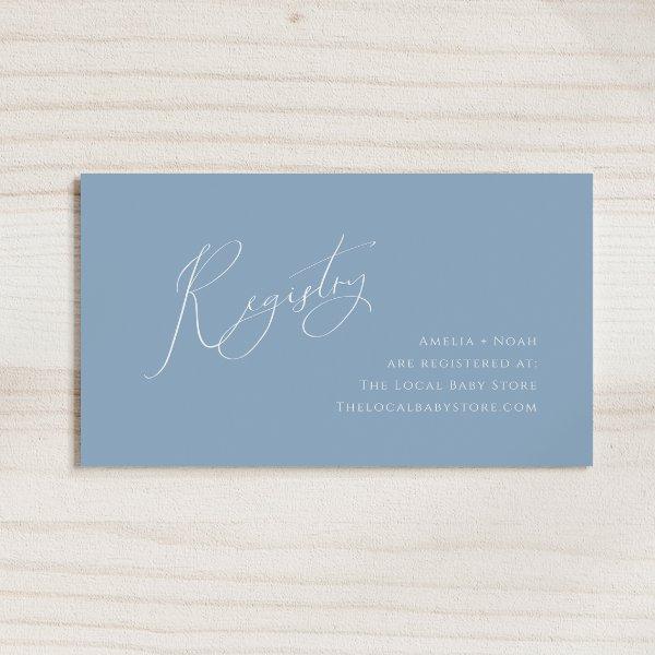 Whimsical Dusty Blue Baby Registry Enclosure Card