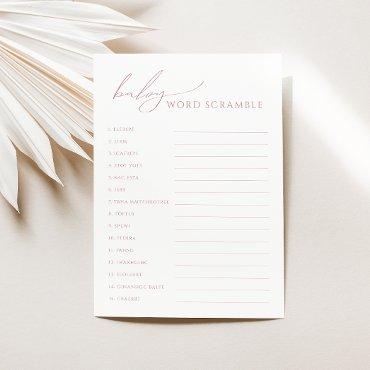 Whimsical Dusty Rose Baby Word Scramble Card