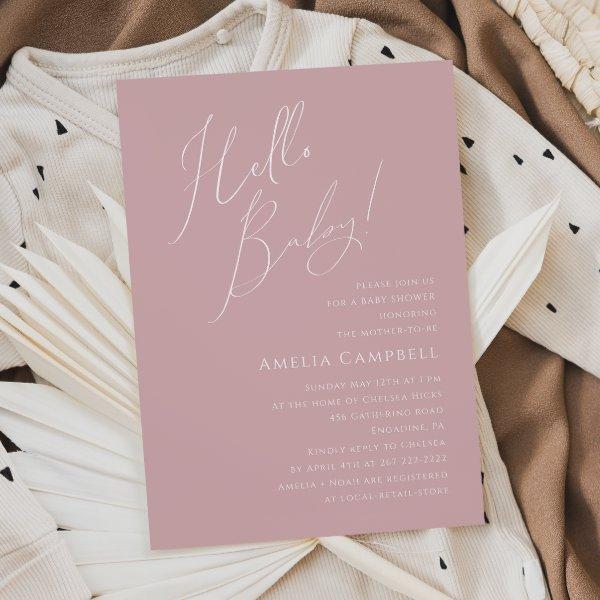 Whimsical Dusty Rose Hello Baby!