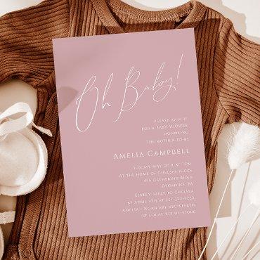 Whimsical Dusty Rose Oh Baby! Baby Shower