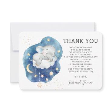 Whimsical Elephant Twinkle Little Star Baby Shower Thank You Card