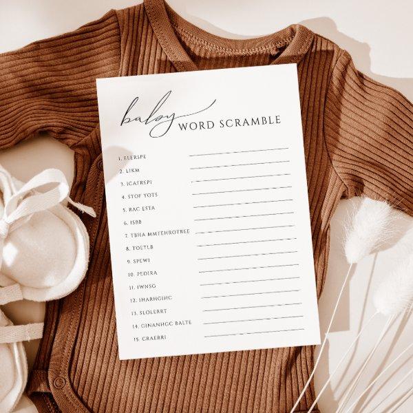 Whimsical Gender Neutral Baby Word Scramble Card