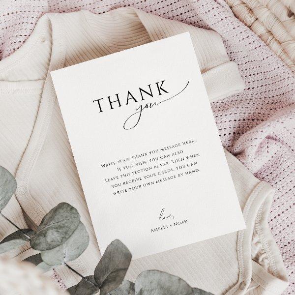 Whimsical Gender Neutral Flat Vertical Baby Shower Thank You Card