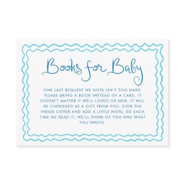 Whimsical Handwritten Blue Books for Baby Enclosure Card