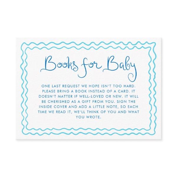 Whimsical Handwritten Blue Books for Baby Enclosure Card