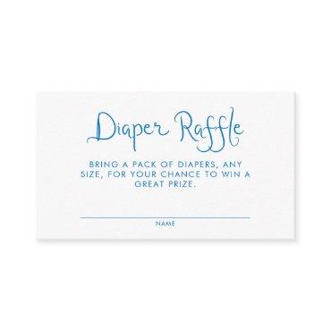 Whimsical Handwritten Blue Diaper Raffle Enclosure Card