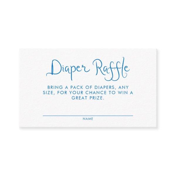 Whimsical Handwritten Blue Diaper Raffle Enclosure Card
