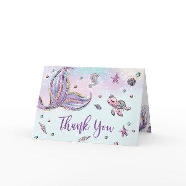 Whimsical Mermaid Tail Under the Sea Baby Shower Thank You Card