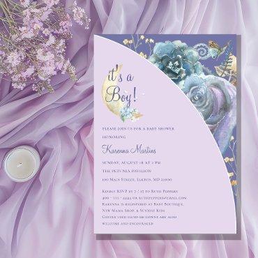 Whimsical Moon Purple It's a Boy