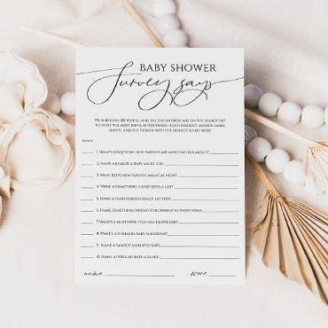 Whimsical Neutral Baby Shower Survey Says Card