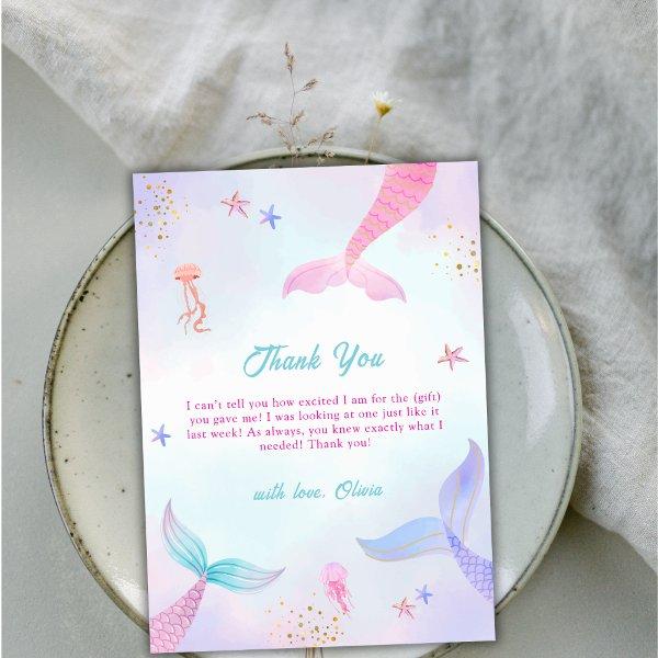 Whimsical Ocean Summer Mermaid Tail Baby Shower Thank You Card