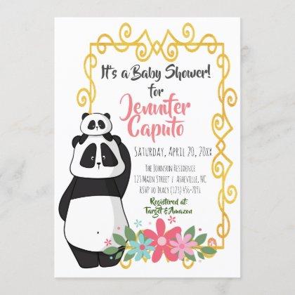 Whimsical Pandas Baby Shower Invitation
