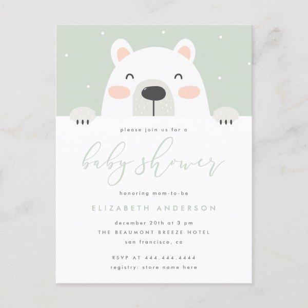 Whimsical Polar Bear Cartoon Winter  Postcard