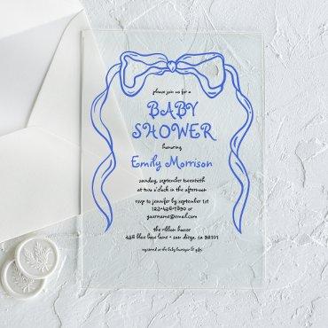 Whimsical Quirky Blue Bow Baby Boy Shower Acrylic