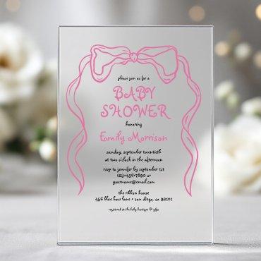 Whimsical Quirky Blush Pink Bow Baby Shower Acrylic