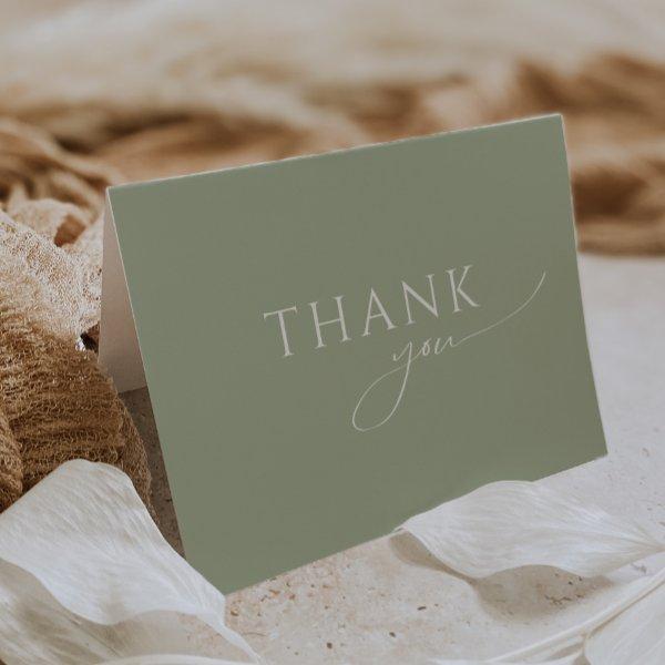 Whimsical Sage Green Folded Baby Shower Thank You Card