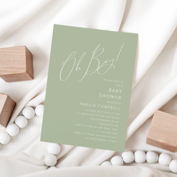 Whimsical Sage Green Oh Boy!